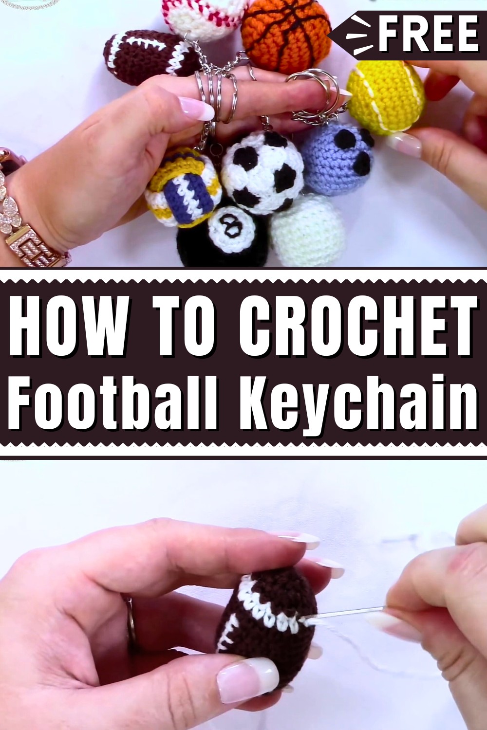 Crochet Football Keychain Pattern