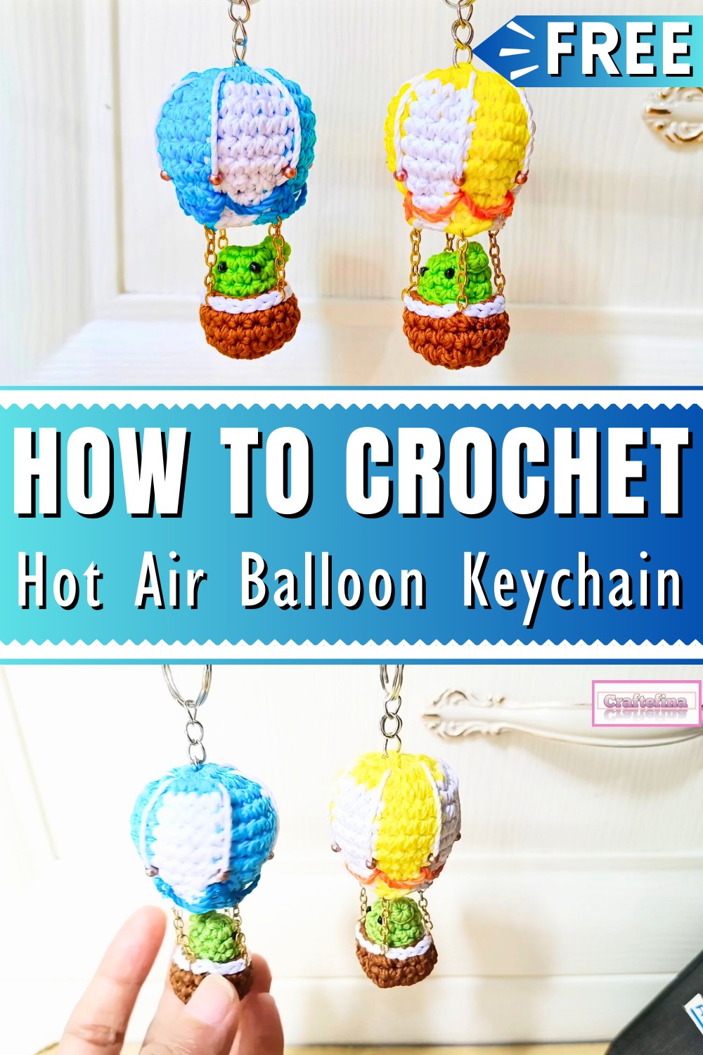 Crochet Hot Air Balloon Keychain