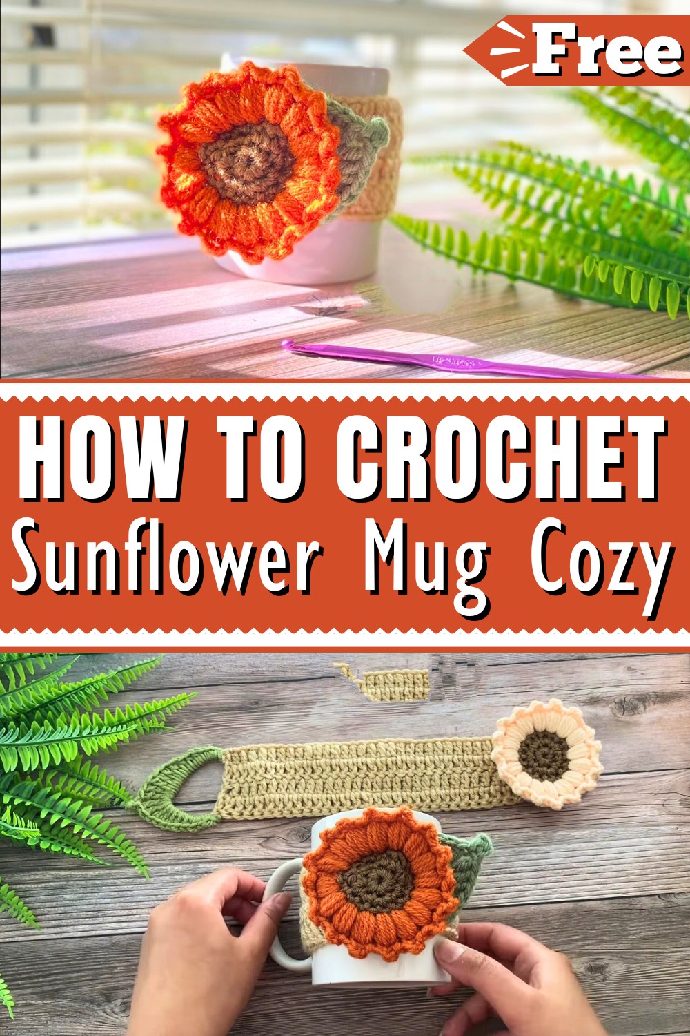 Crochet Sunflower Mug Cozy