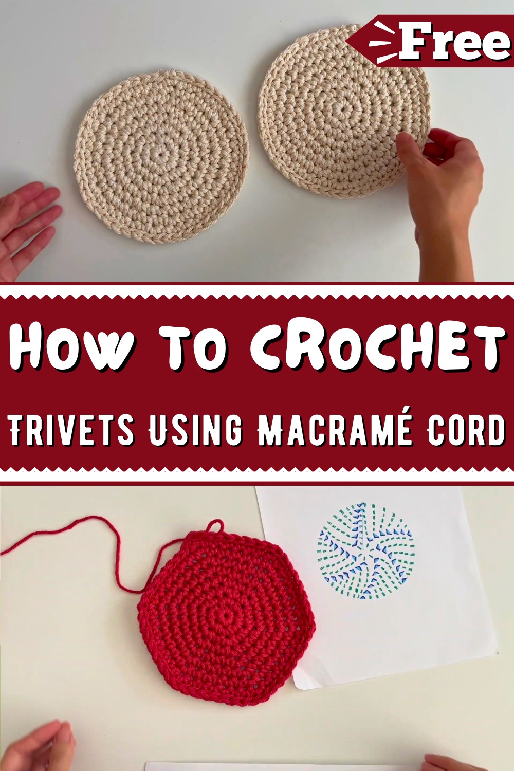 DIY Crocheted Trivets Using Macramé Cord