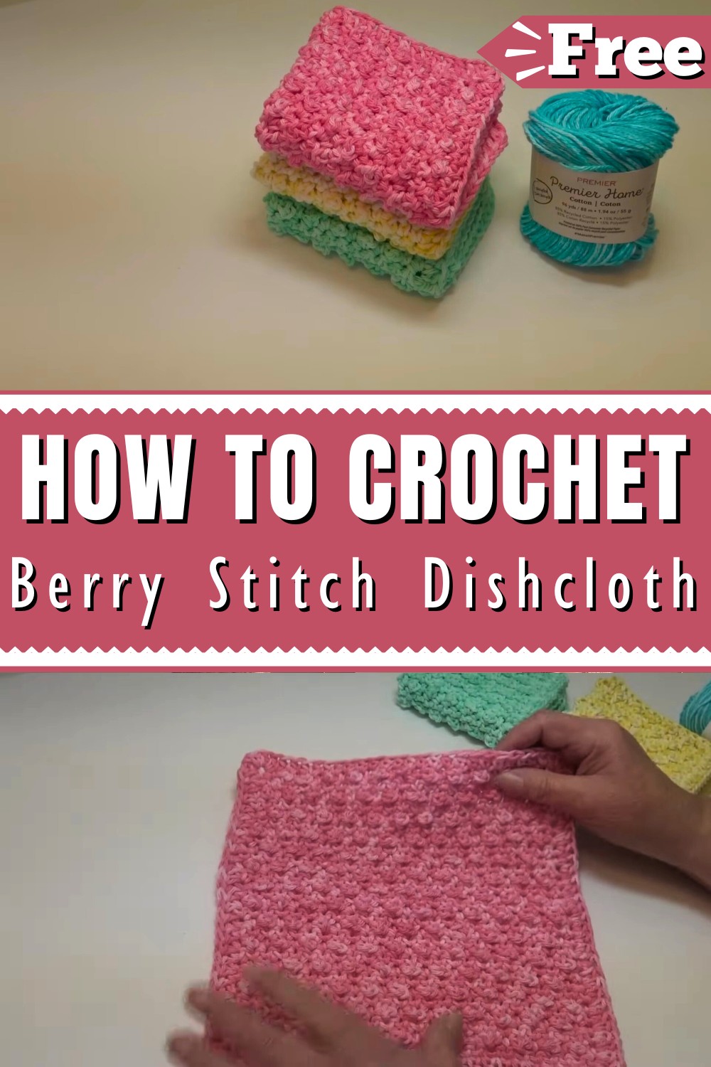 Easy Crochet Berry Stitch Dishcloth