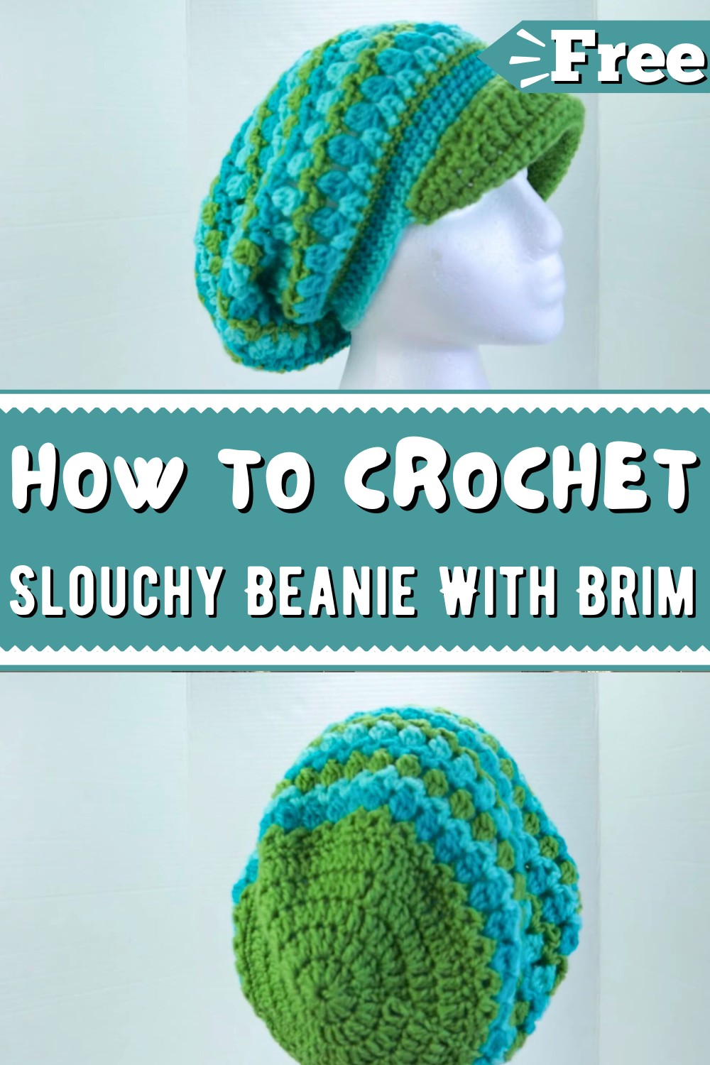 Easy Crochet Slouchy Beanie With Brim