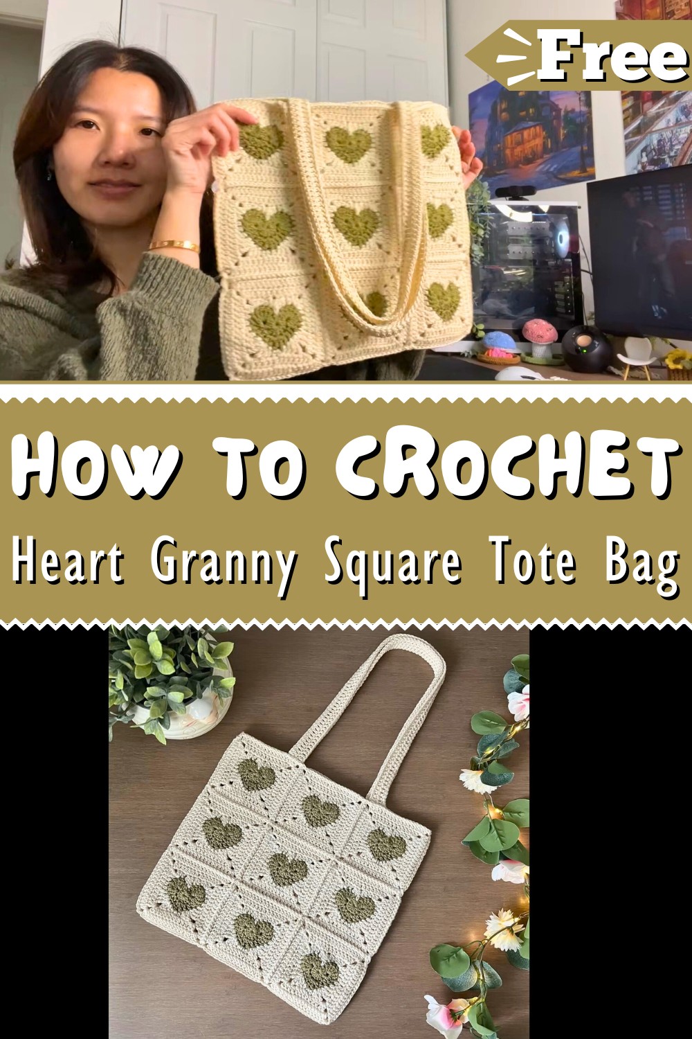 Heart Granny Square Tote Bag