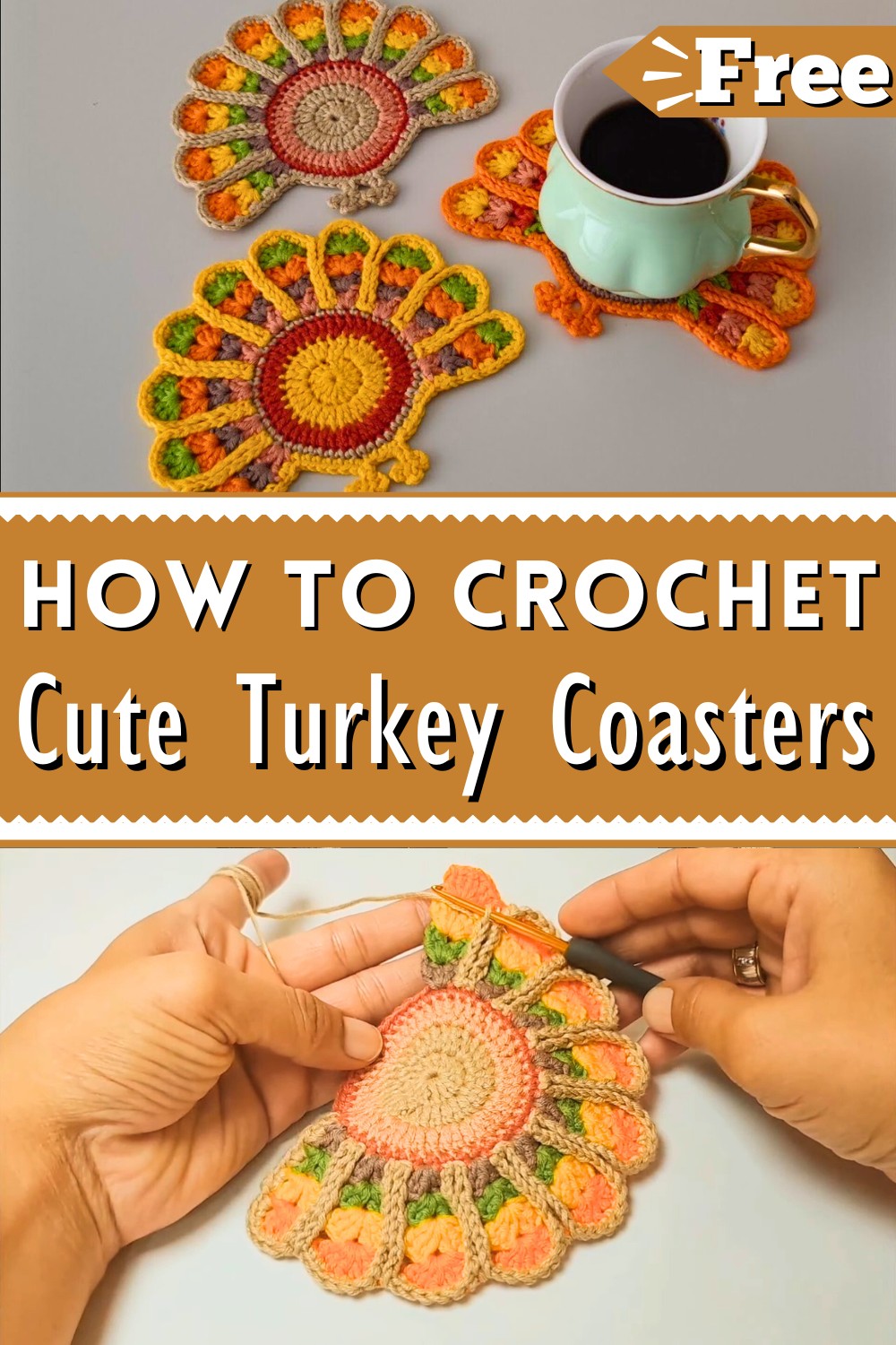 How To Crochet Cute Turkey Coasters