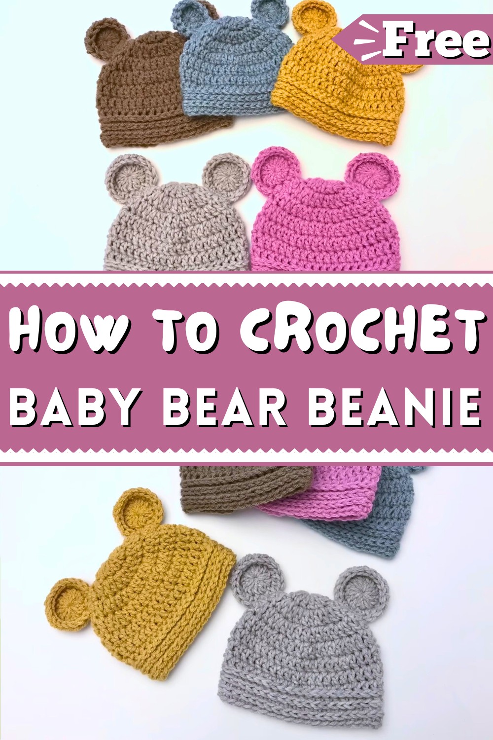 How to Crochet Baby Bear Beanie