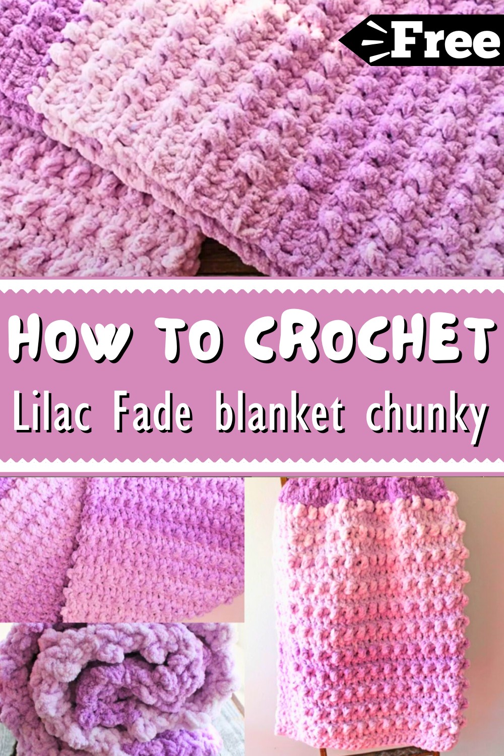 Lilac Fade blanket chunky Crochet Pattern