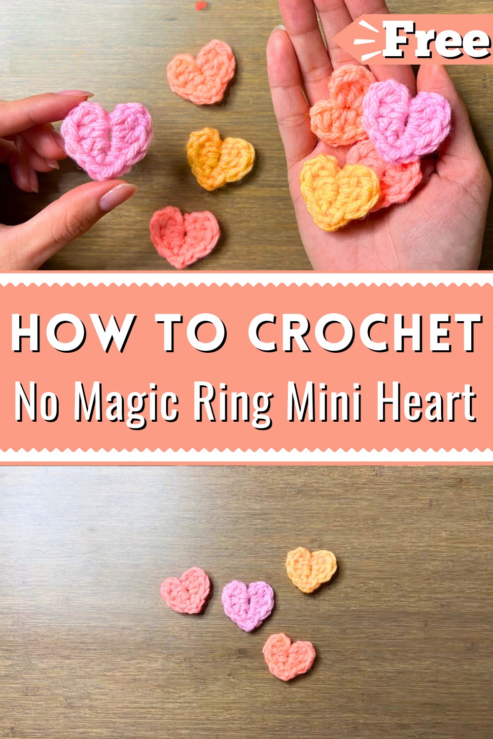 No Magic Ring Mini Crochet Heart