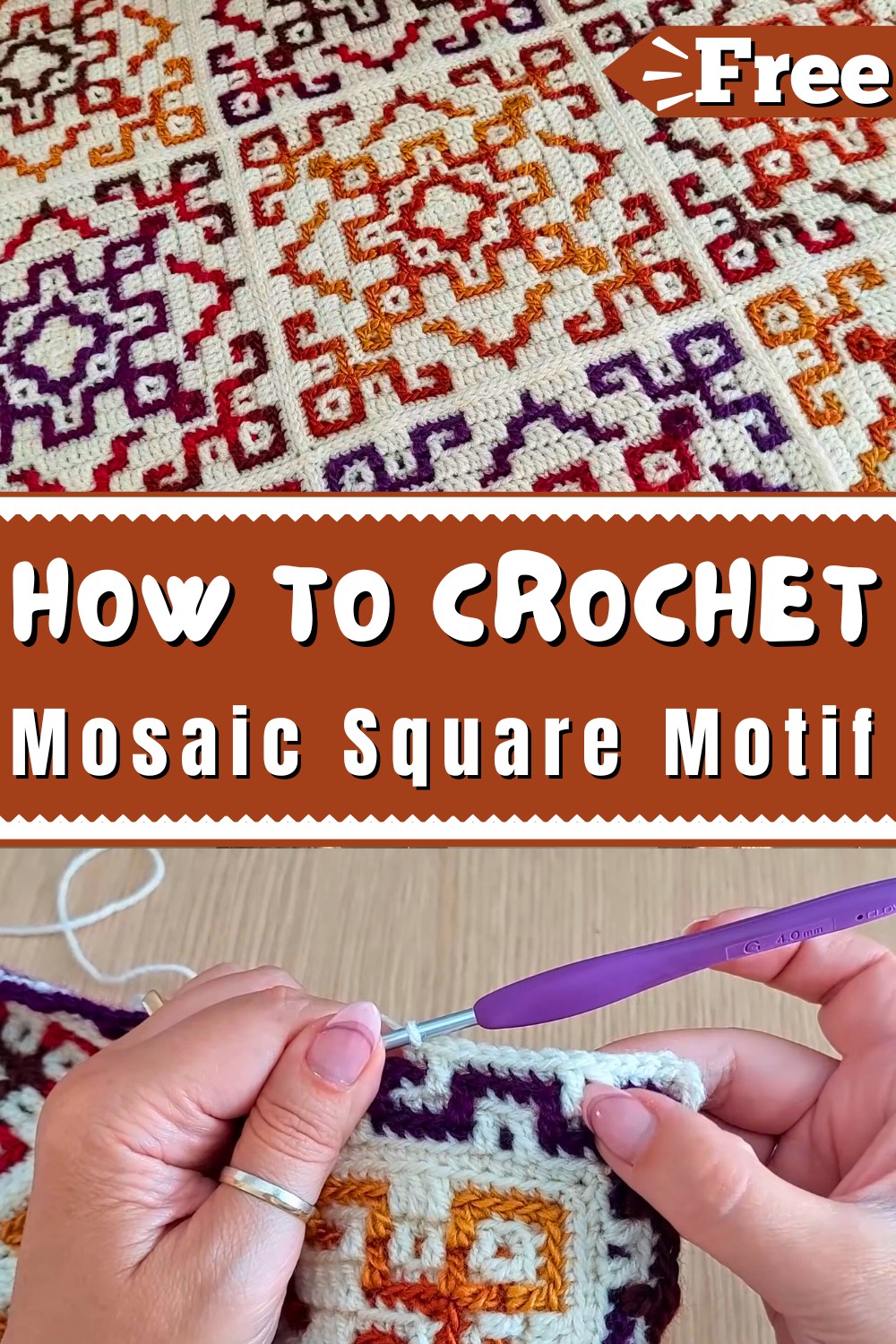 Step-by-step Mosaic Crochet Square Motif Pattern