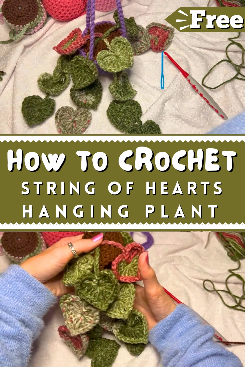 String Of Hearts Crochet Hanging Plant