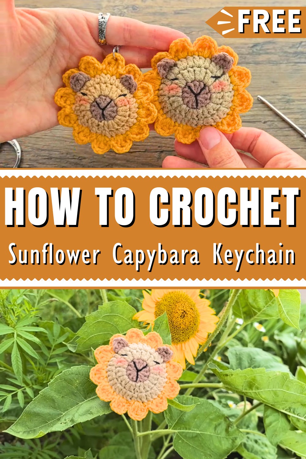 Sunflower Capybara Keychain