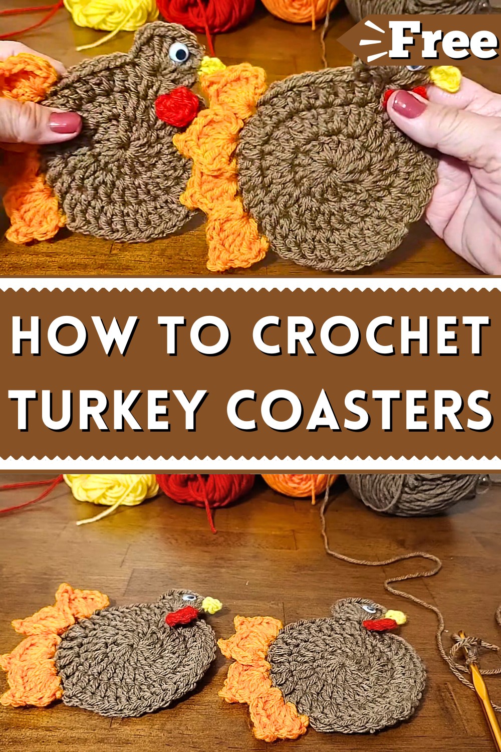 Super Easy Crochet Turkey Coaster