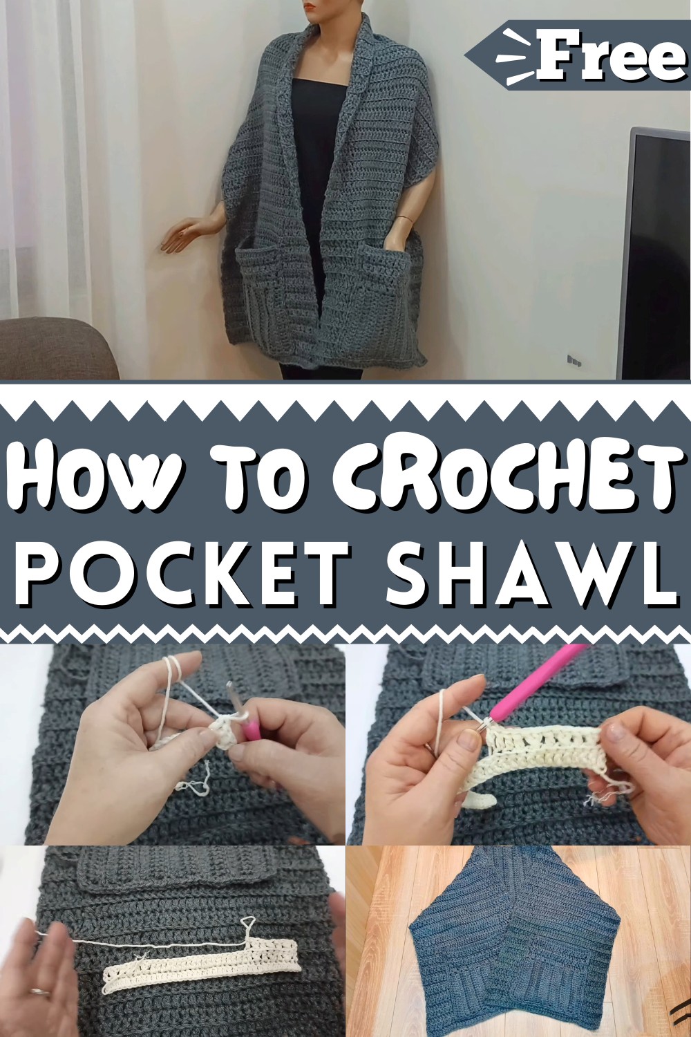 Crochet Pocket Shawl