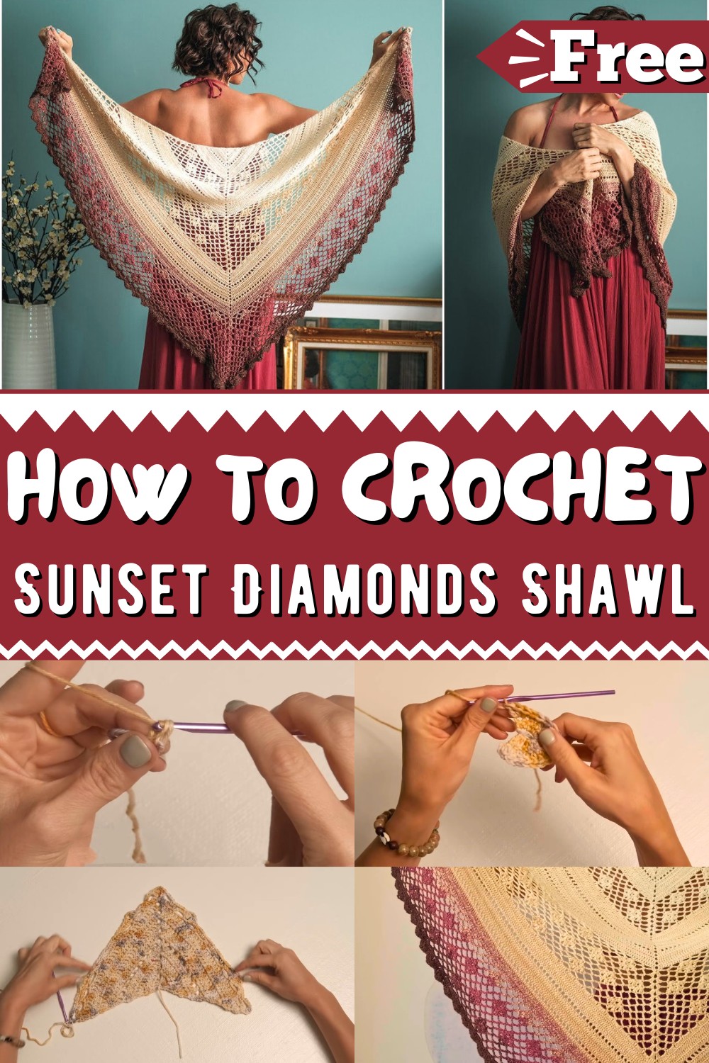 Crochet Sunset Diamonds Shawl