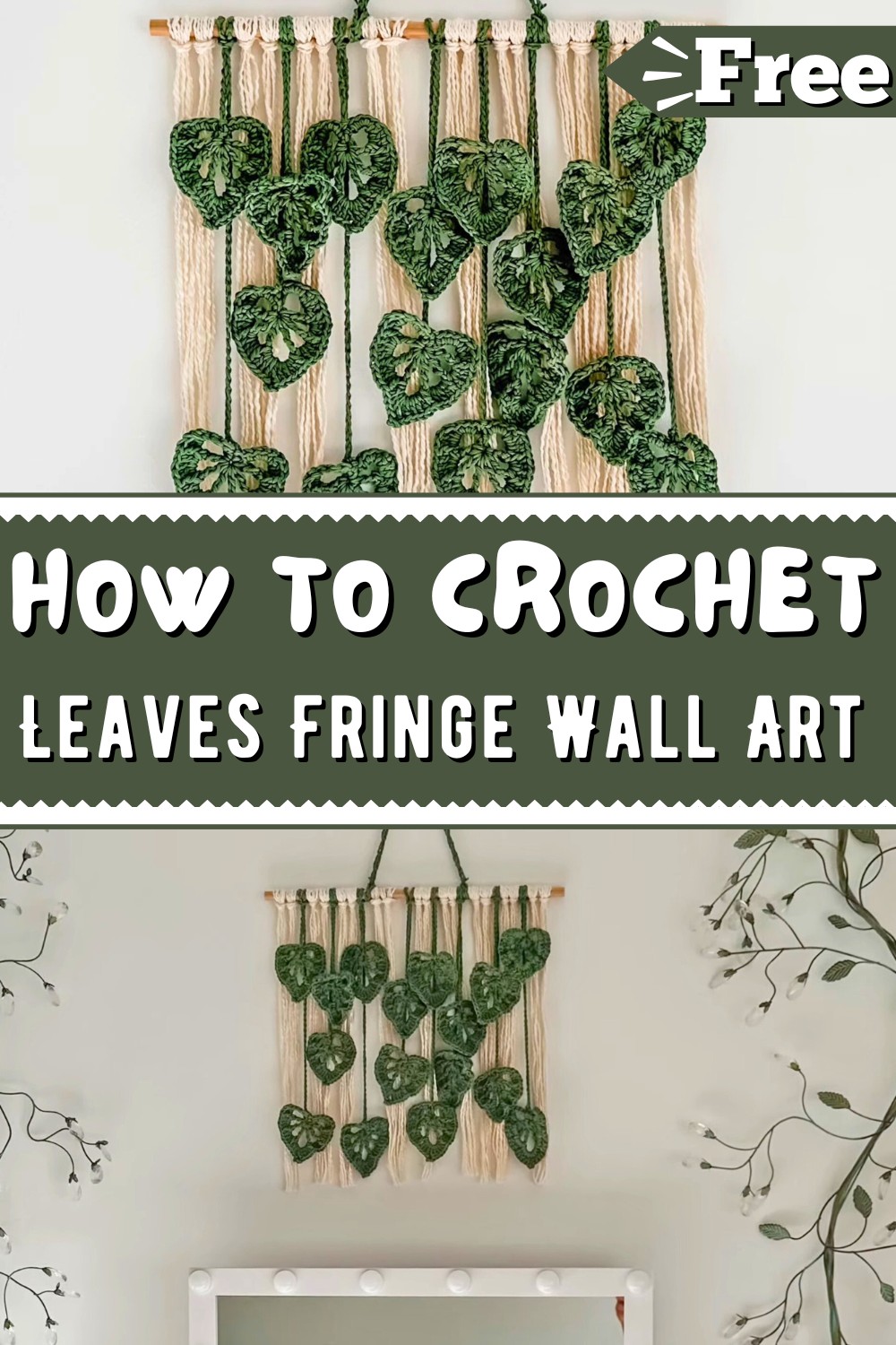 Easy Crochet Leaves Fringe Wall Art