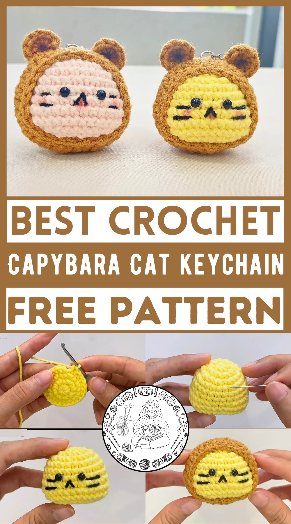 How to crochet a Capybara Cat Amigurumi keychain