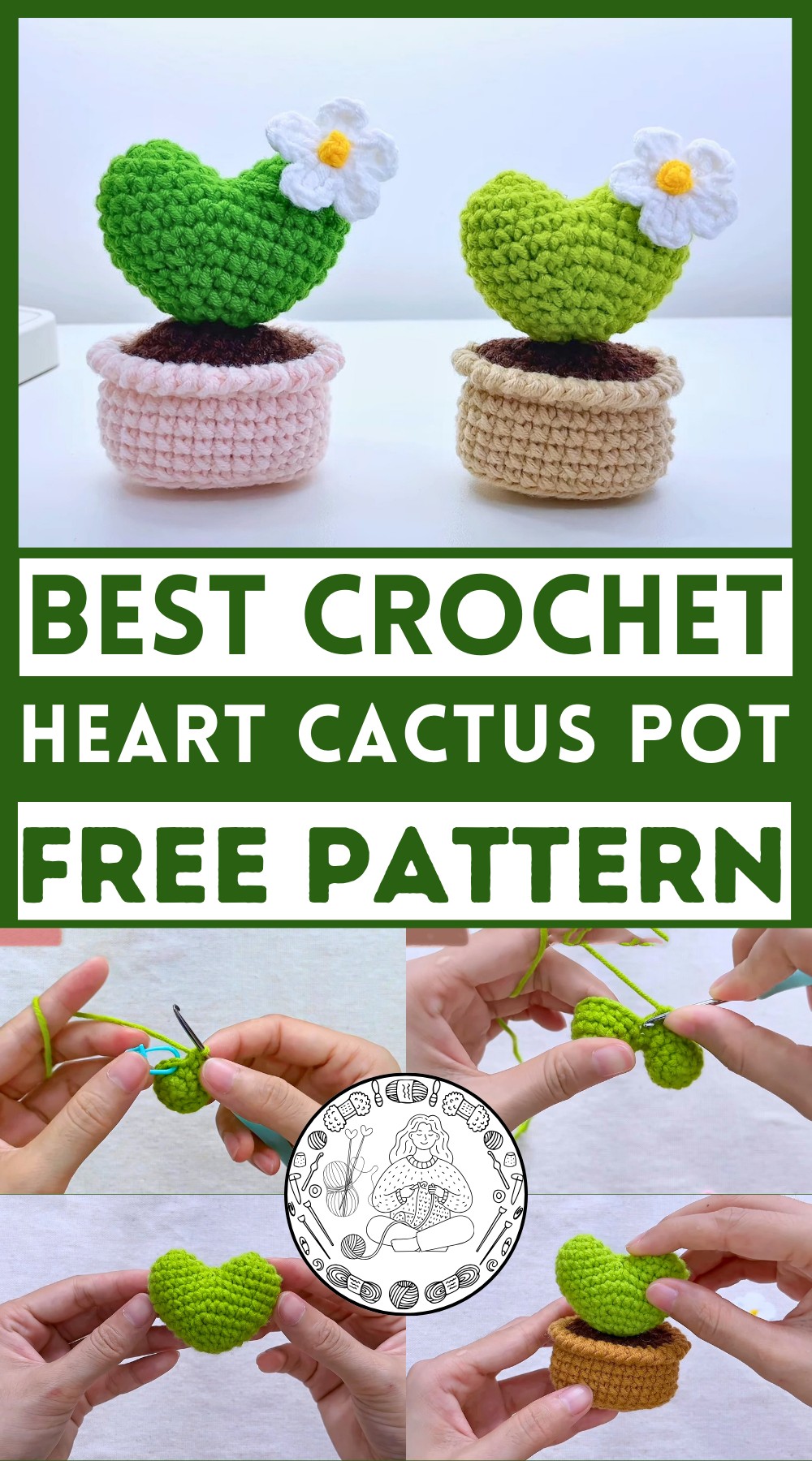 How to crochet a Heart Cactus Pot