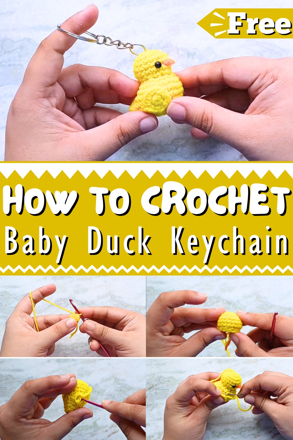 Baby Duck Amigurumi Easy Step-by-step Crochet Keychain Little Duckling Tutorial 1