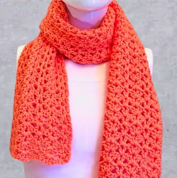 Crochet A Shell & V Stitch Scarf with One Row Repeat Pattern