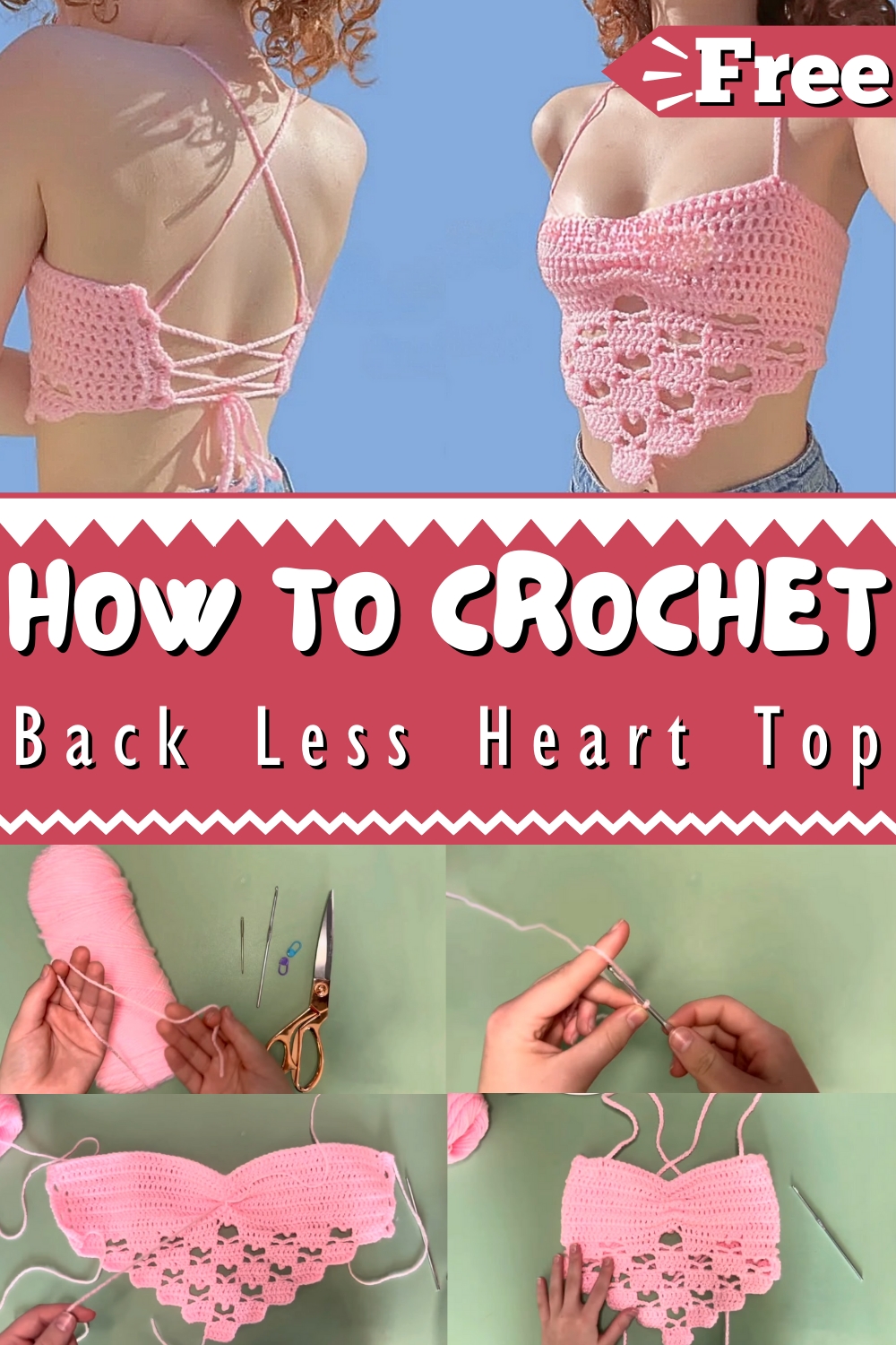Crochet Back Less Heart Top 1