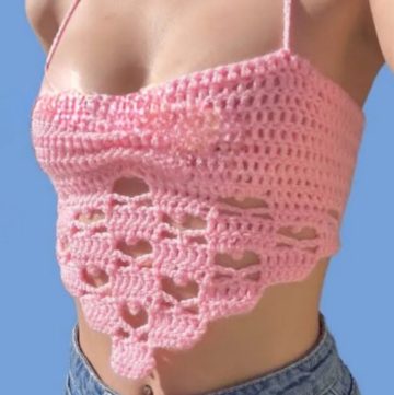 Crochet Back Less Heart Top