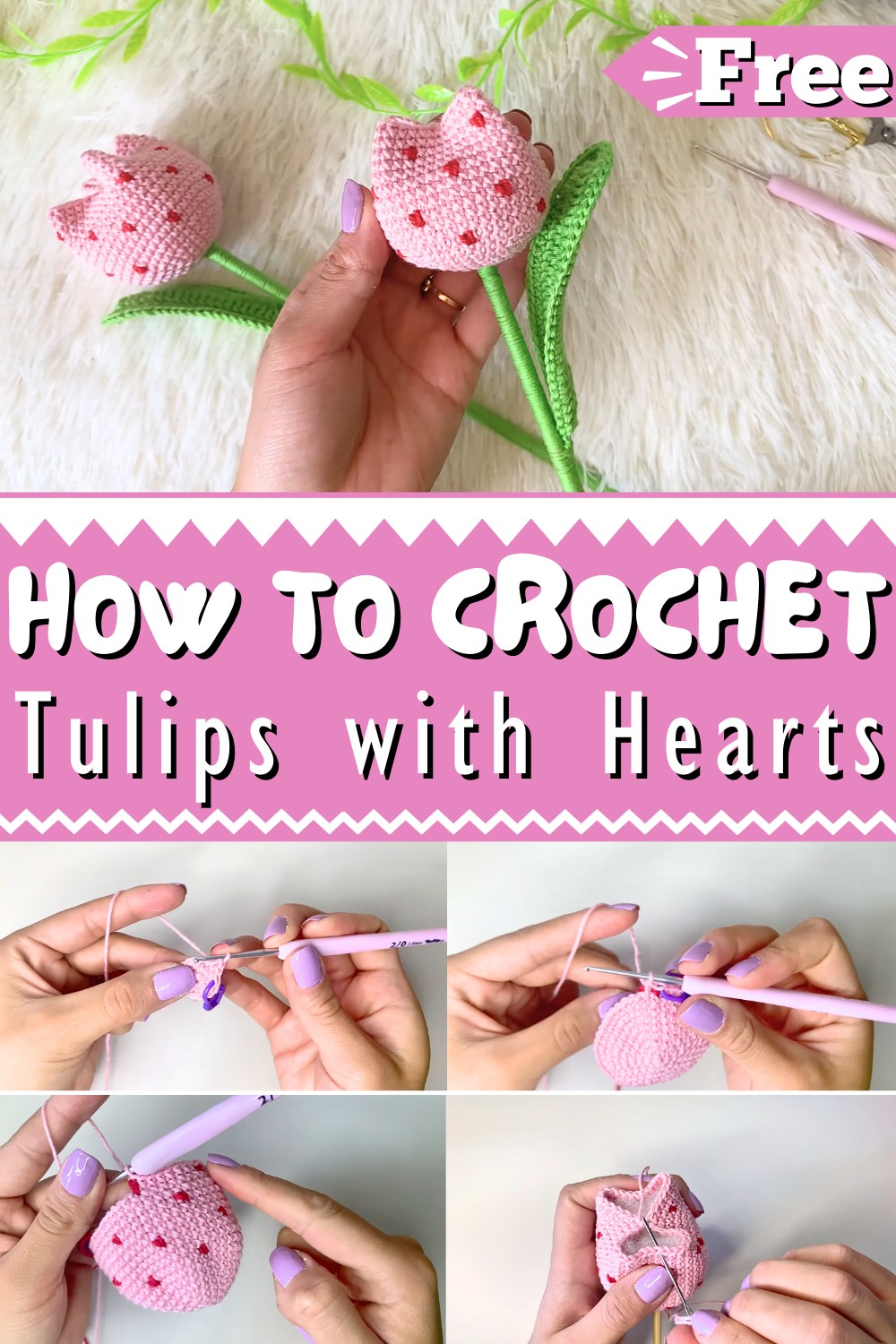 Crochet Tulips with Hearts 1