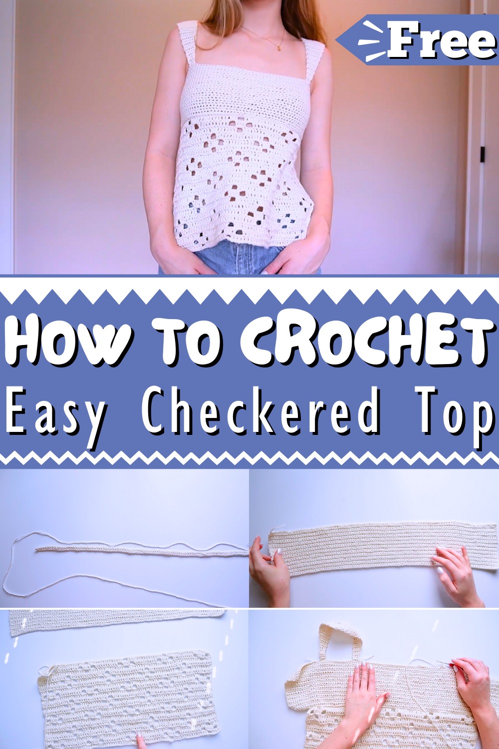 Easy Crochet Checkered Top Tutorial 1