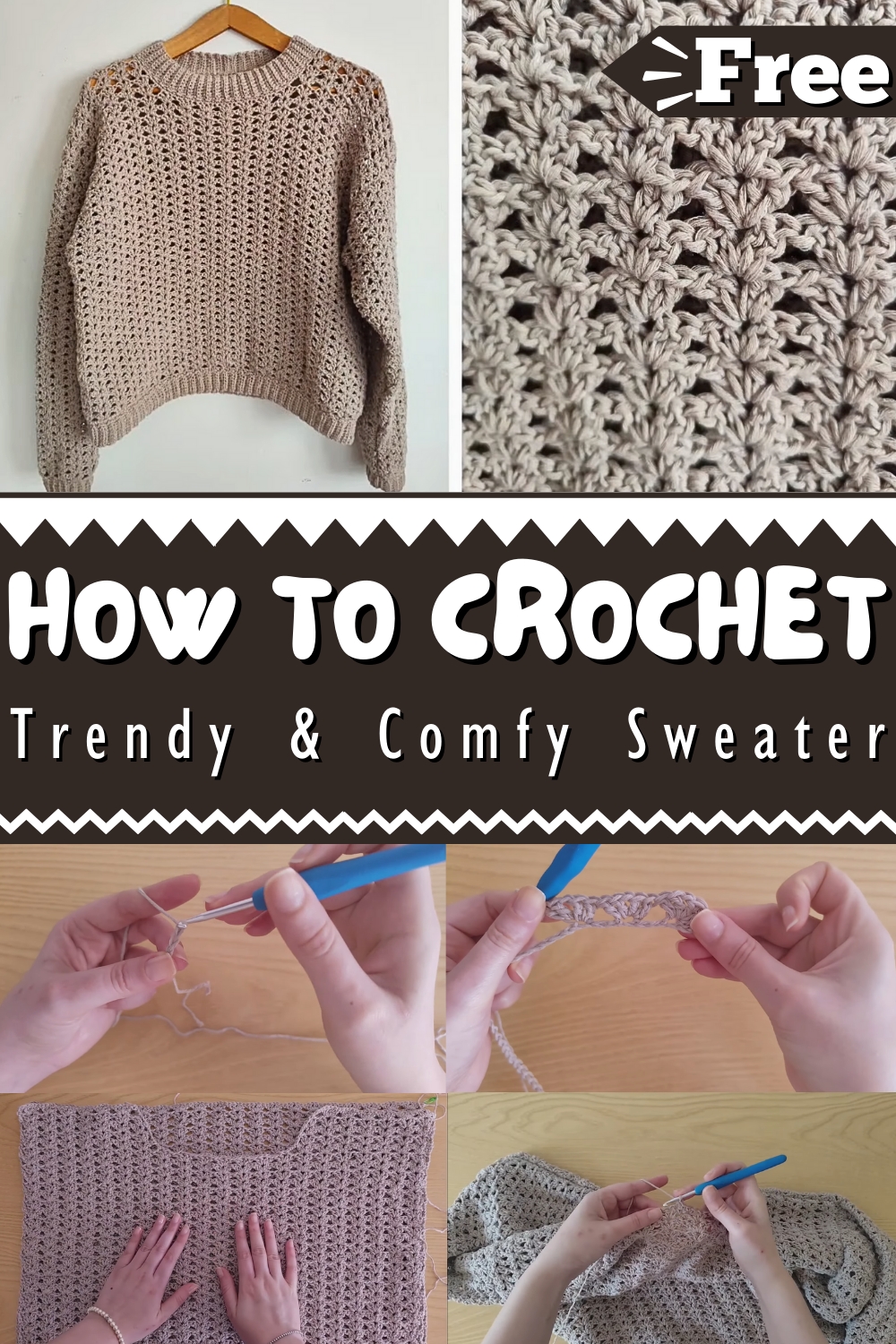 Easy Crochet Trendy & Comfy Sweater Tutorial 1