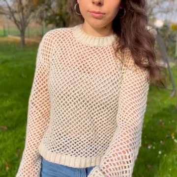 For Stylish Look Crochet Fall Mesh Sweater Pattern