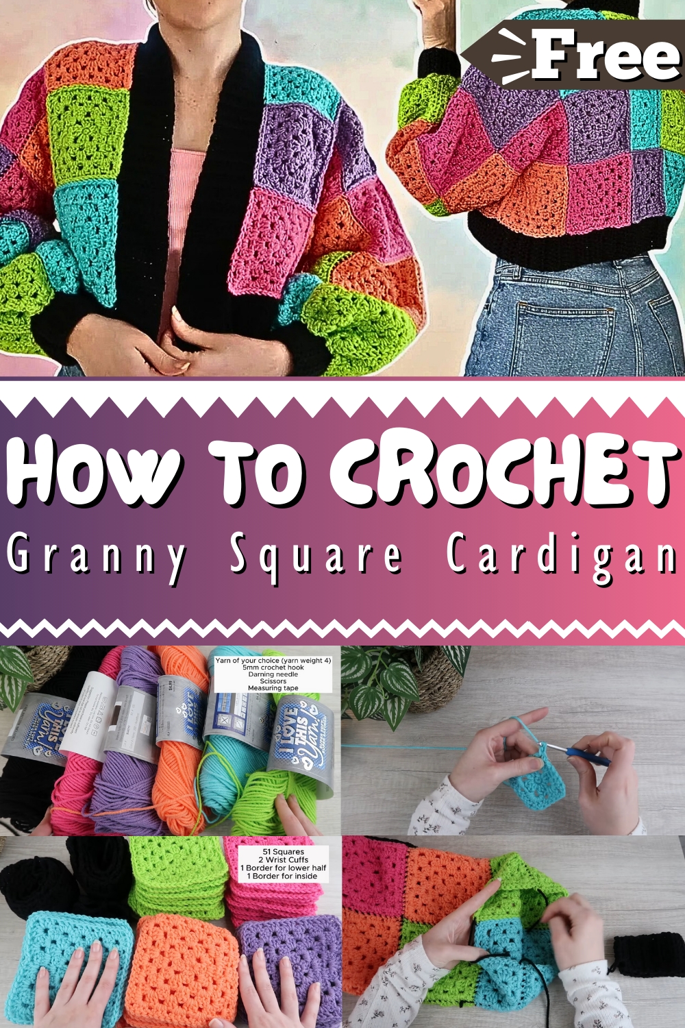Granny Square Cropped Cardigan 1