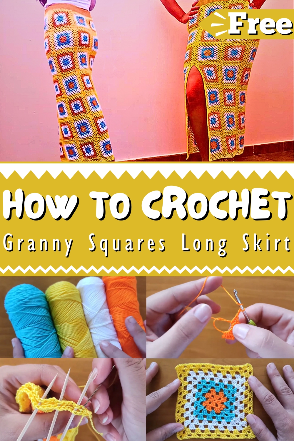 Granny Squares Long Skirt Crochet Tutorial 1