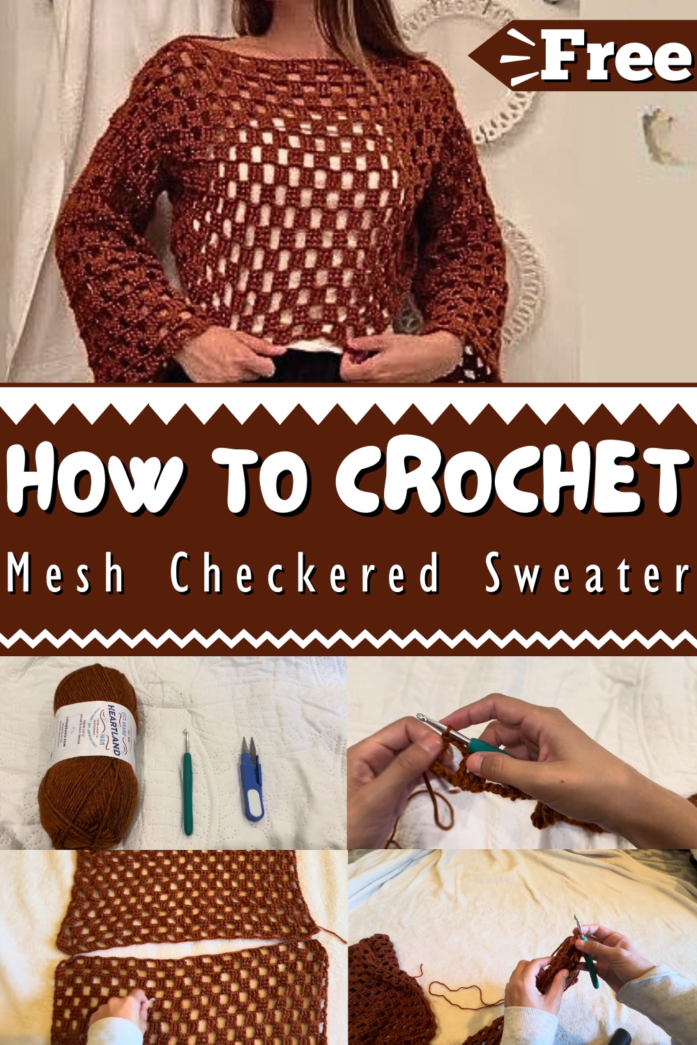 How to Crochet A Mesh Checkered Sweater 1