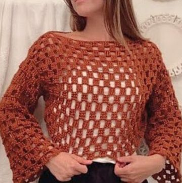How to Crochet A Mesh Checkered Sweater