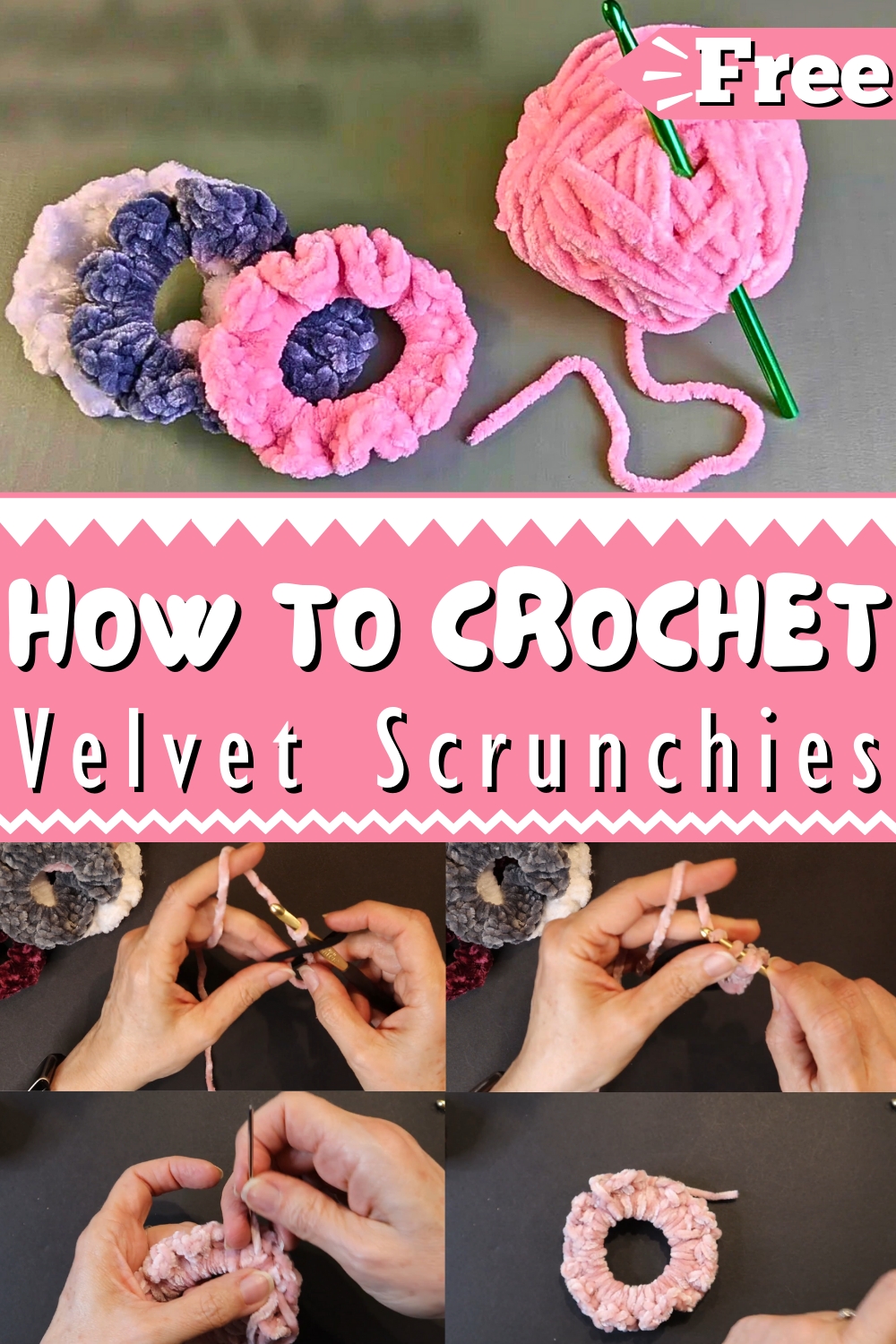 How to Crochet Velvet Scrunchies 1