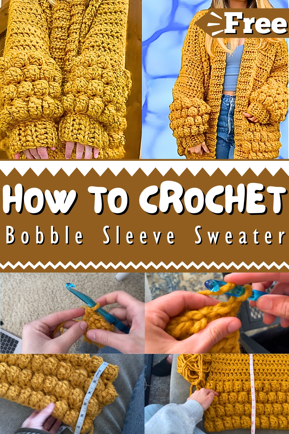 The Bobble Sleeve Sweater Crochet Tutorial & Pattern 1