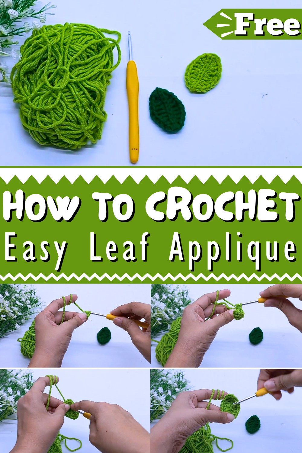 Crochet Leaf Applique Tutorial Leaves Diy Easy Beginner 1
