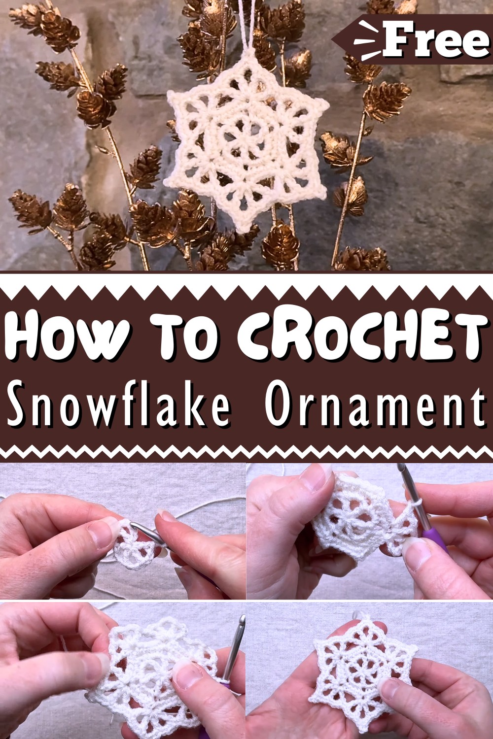 Crochet Snowflake Christmas Ornament Tutorial 1