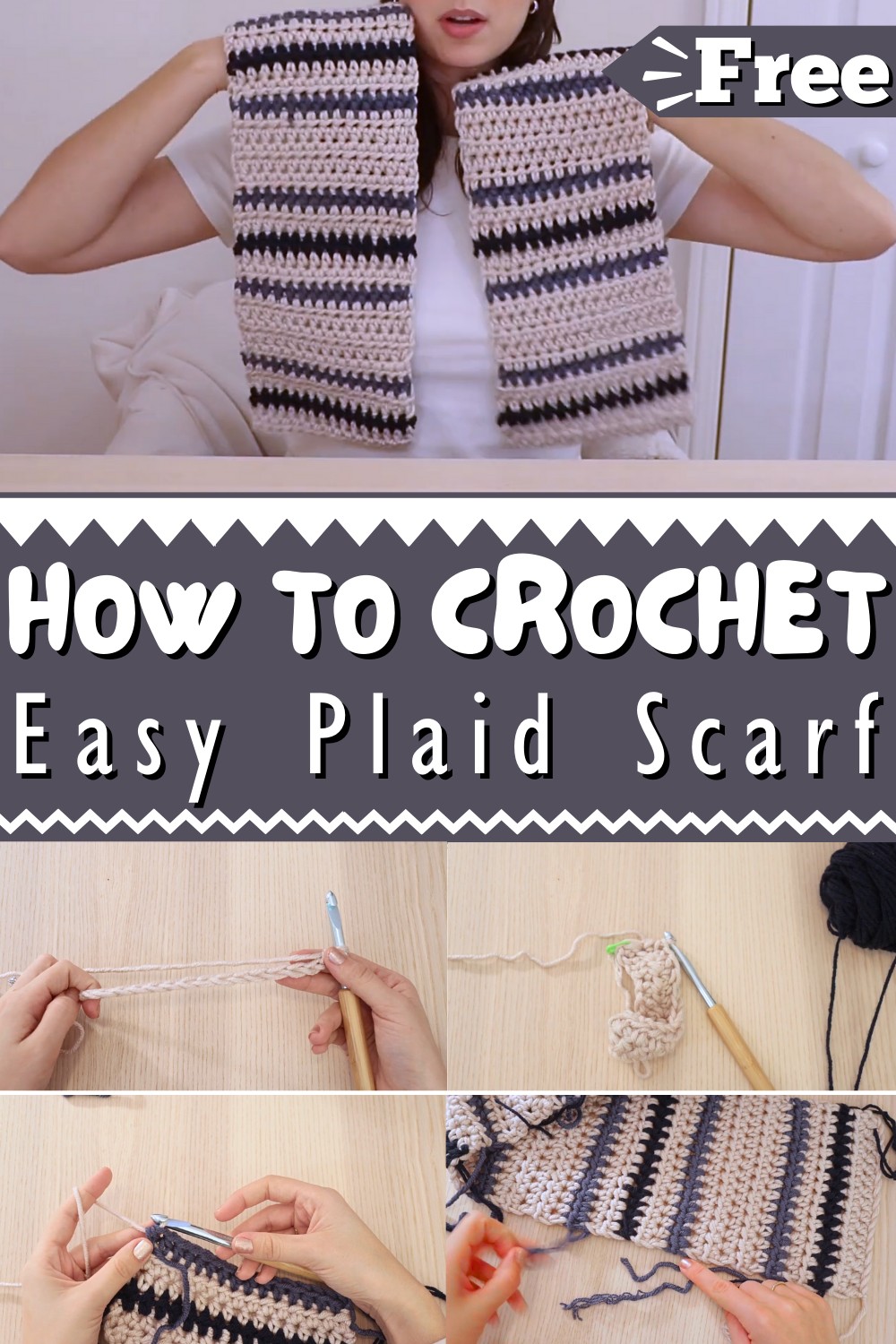 Easy Crochet Plaid Scarf Tutorial 1